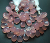 6 Inch Strand,Super Finest Rose Pink Chalcedony Smooth Pear Briolettes, 8X12mm Large Size