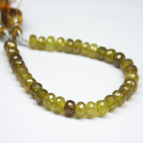6 inches, 7mm, Natural Grossular Garnet Faceted Rondelle Beads, Garnet Beads - Jalvi & Co.