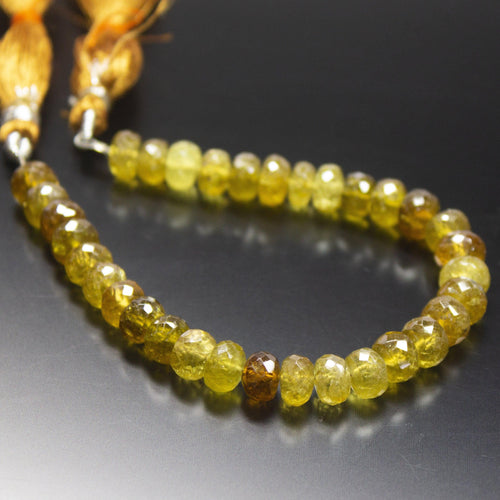 6 inches, 7mm, Natural Grossular Garnet Faceted Rondelle Beads, Garnet Beads - Jalvi & Co.