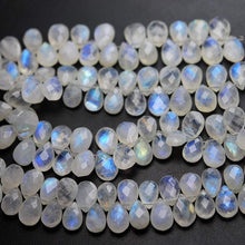 Load image into Gallery viewer, 6 Inches, Finest Quality,Blue Flashy Rainbow Moonstone Faceted Pear Shaped Briolettes, 8X12mm - Jalvi &amp; Co.