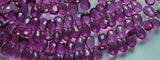 6 Inches Rhodolite Garnet Quartz Faceted Pear Briolette Size 10mm Approx