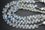 6 Inches Strand,Blue Flashy Rainbow Moonstone Faceted Heart Shaped Briolettes, 5mm