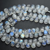 6 Inches Strand,Blue Flashy Rainbow Moonstone Faceted Pear Shaped Briolettes, 7X5mm