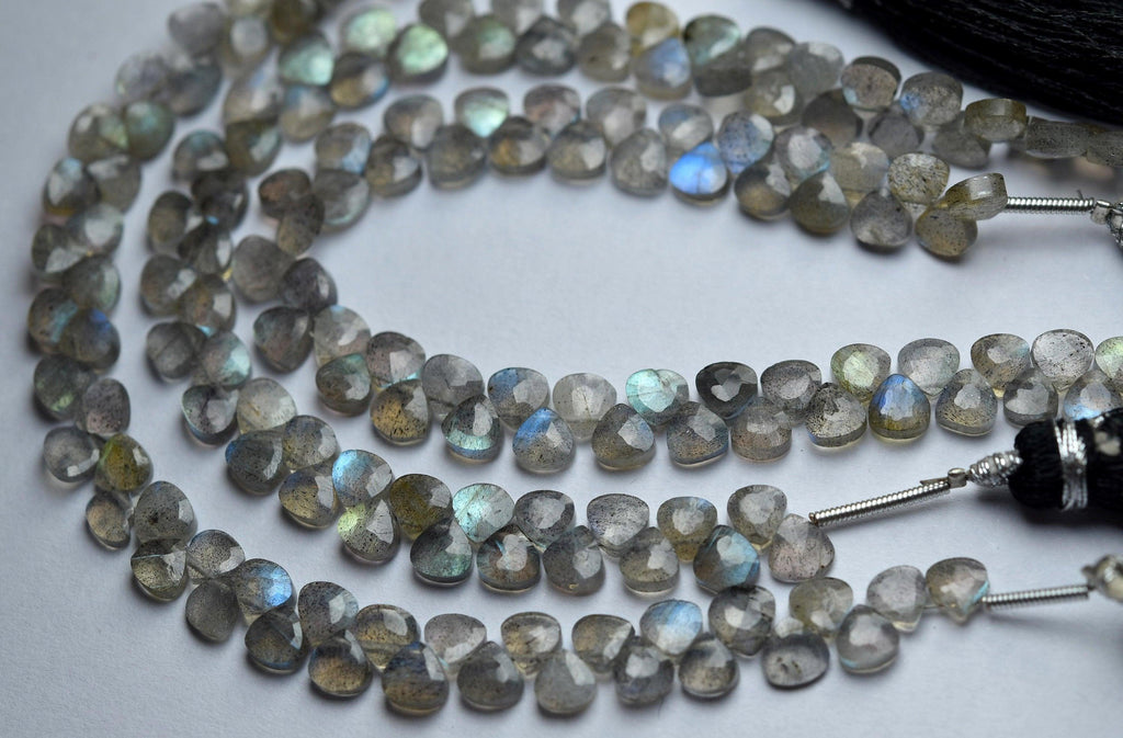 6 Inches Strand,Labradorite Faceted Heart Shaped Briolettes, 5mm - Jalvi & Co.