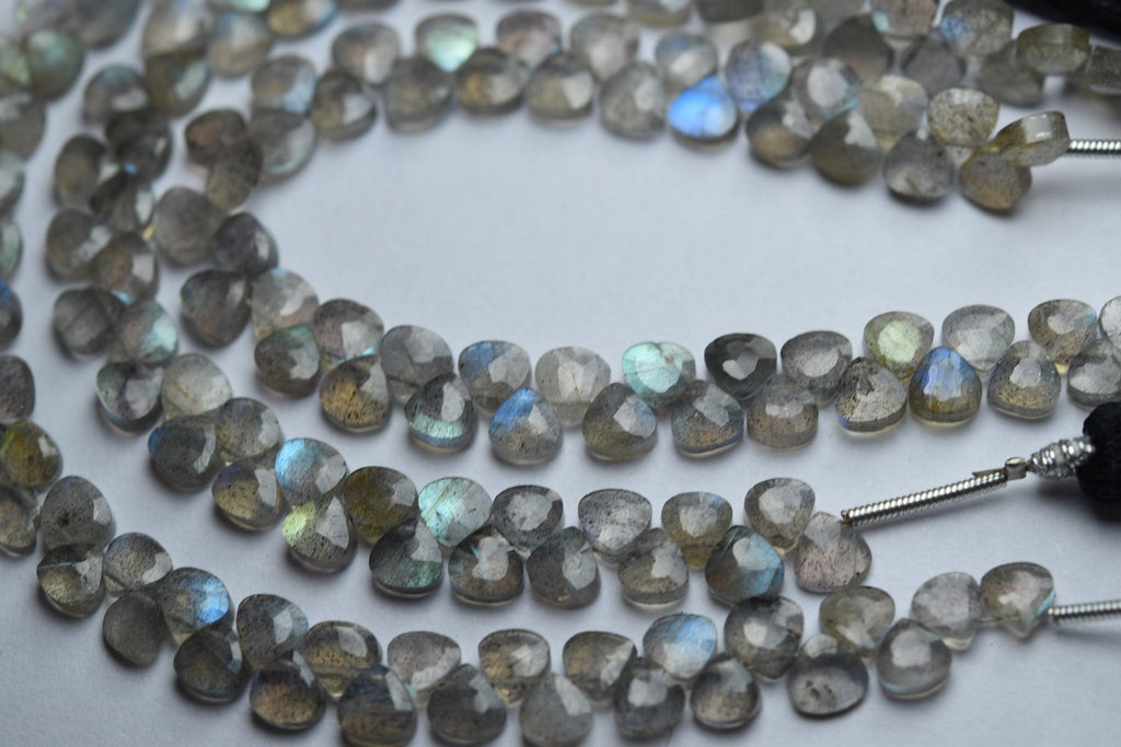 6 Inches Strand,Labradorite Faceted Heart Shaped Briolettes, 5mm - Jalvi & Co.