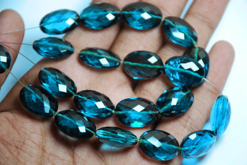 6 Match Pair, Swiss Blue Quartz, Full Drilled, Faceted Oval Briolette's Size 18x13mm - Jalvi & Co.