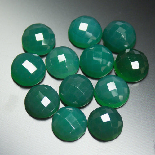 6 matching pair, 10mm, Natural Green Onyx Checker Round Loose Gemstone Briolette Beads - Jalvi & Co.