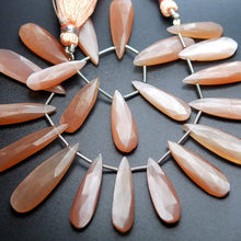 Load image into Gallery viewer, 6 Pcs, Natural Peach Moonstone Faceted Pear Shape Briolettes, 25-30mm - Jalvi &amp; Co.