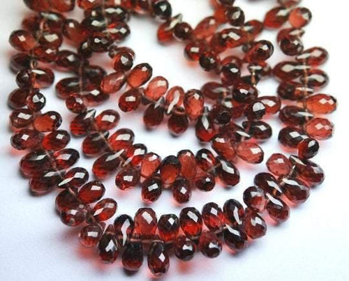 6 Pcs Quality,Mozambique Garnet Faceted Drops Briolettes, 8-6mm - Jalvi & Co.