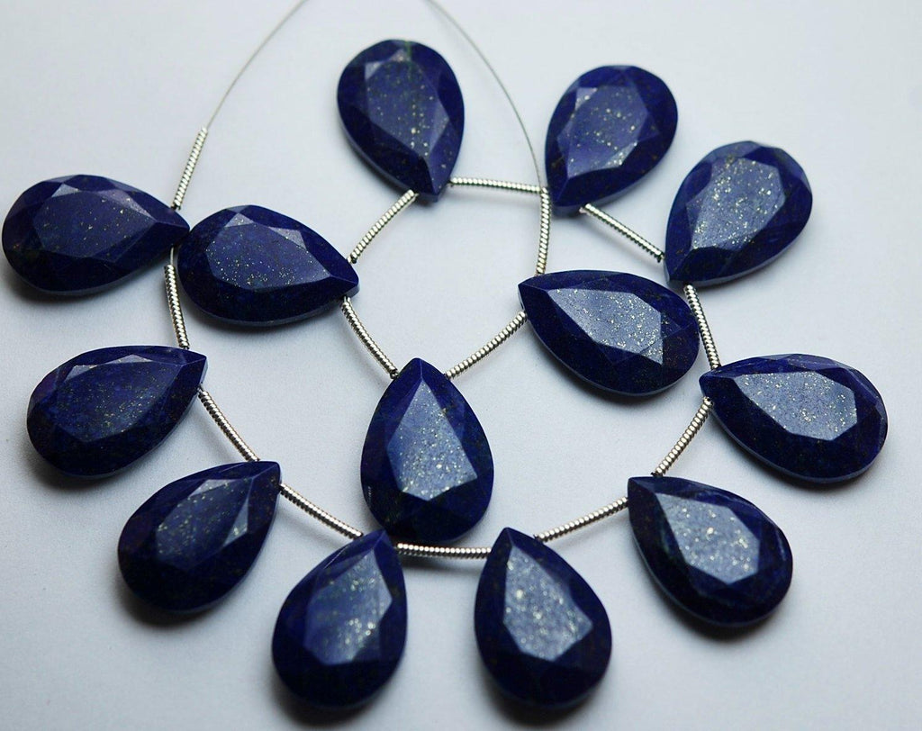 6 Pieces,Amazing Lapis Lazuli Faceted Long Pear Shaped Briolettes, 19-20mm Long Size, - Jalvi & Co.