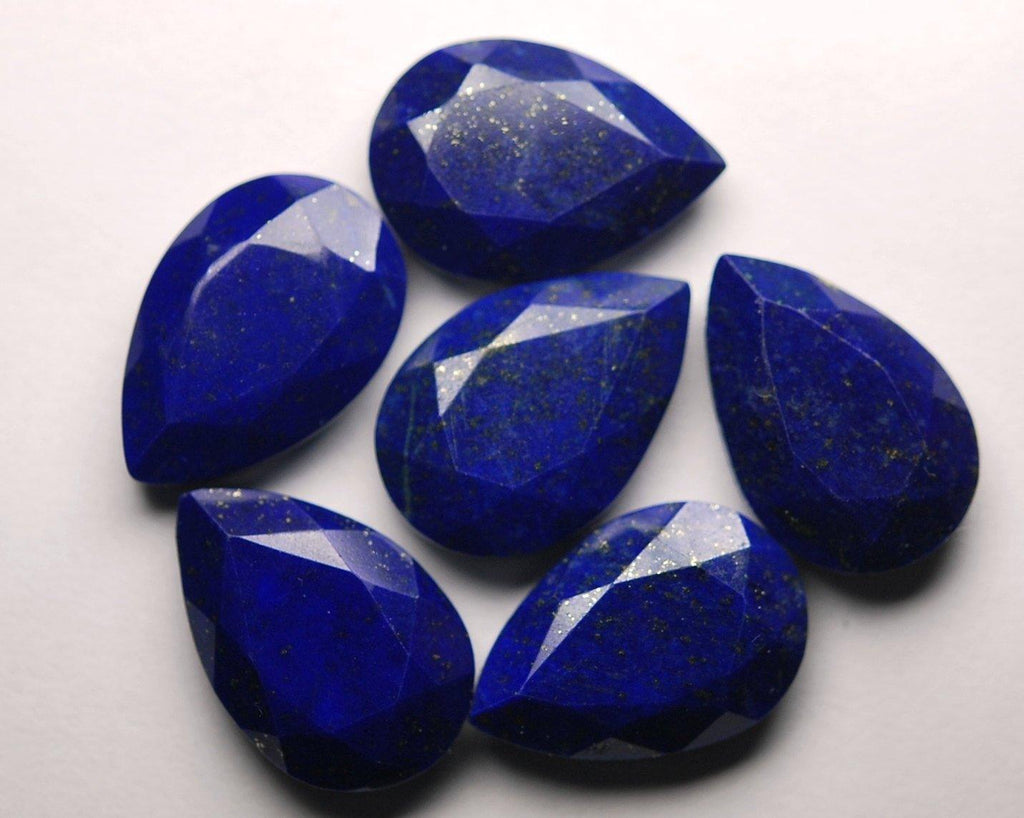 6 Pieces,Amazing Lapis Lazuli Faceted Long Pear Shaped Briolettes, 19-20mm Long Size, - Jalvi & Co.