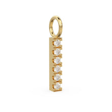 Load image into Gallery viewer, 6 Stone Diamond Bar Charm Pendant / 14k 18k Solid Gold Pendant / Diamond Pendant / Trio Diamond Charm 20mm - Jalvi &amp; Co.