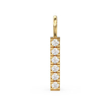 Load image into Gallery viewer, 6 Stone Diamond Bar Charm Pendant / 14k 18k Solid Gold Pendant / Diamond Pendant / Trio Diamond Charm 20mm - Jalvi &amp; Co.