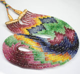 6 strand, 19 inches, 3mm 3.5mm, Natural Ruby, Emerald, Sapphire Faceted Rondelle Shape Beaded Necklace, Gemstone Beads