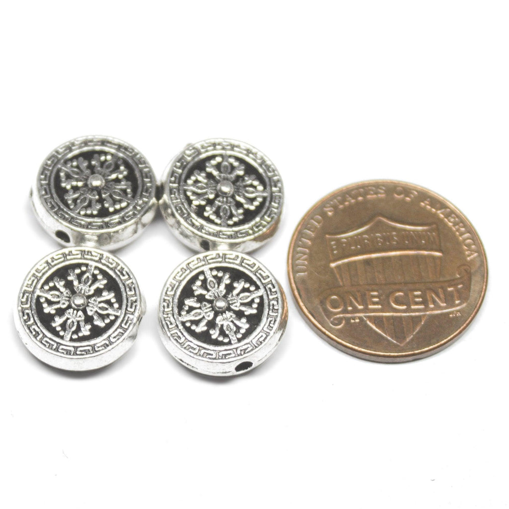 6 Tribal Antique Silver Tone Spacer Disk Bead - SC147 - Jalvi & Co.