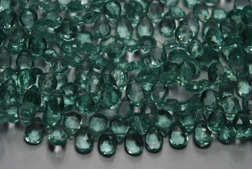 6 X 8 Inches Strand Green Amethyst Quartz Faceted Pear Briolette, Size 7X10 mm Approx. - Jalvi & Co.