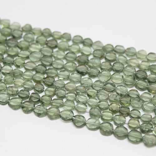 6 x Natural Green Apatite Smooth Coin Beads 4mm 12inches - Jalvi & Co.