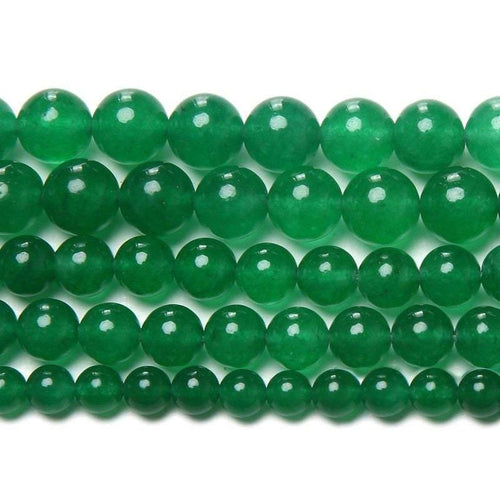 6 x Natural Green Jade Smooth Round Beads 5mm 13inches - Jalvi & Co.