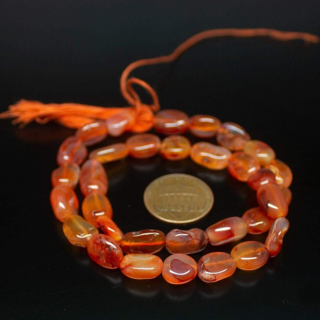 6 x Natural Orange Carnelian Smooth Oval Gemstone Beads Strand 13" 10mm - Jalvi & Co.