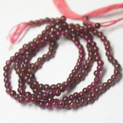 6 x Natural Red Garnet Smooth Round Beads 2.5mm 15inches - Jalvi & Co.