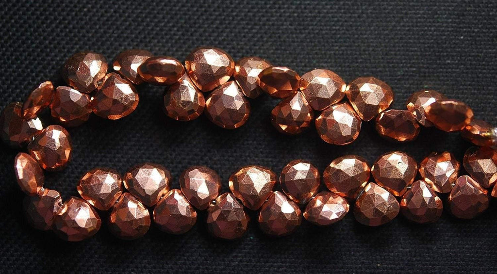 60 Beads,Superb-Finest Quality Mystic Copper Pyrite Faceted Heart Briolettes , 8-7mm Size - Jalvi & Co.