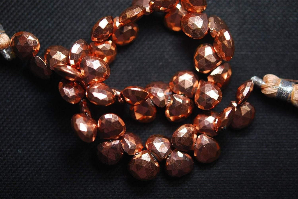 60 Beads,Superb-Finest Quality Mystic Copper Pyrite Faceted Heart Briolettes , 8-7mm Size - Jalvi & Co.