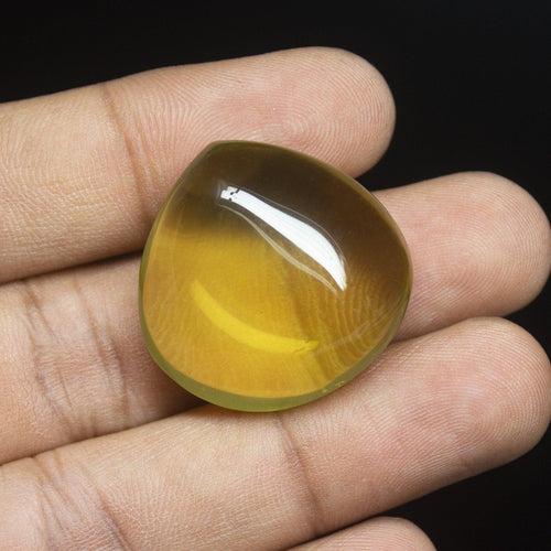 61.5 carats, 27x27mm, Natural Lemon Quartz Smooth Polished Heart Cabochon Loose Gemstone - Jalvi & Co.