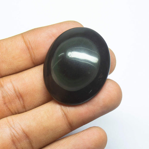 62 carats, 36x30x10mm, Rainbow Obsidian Smooth Plain Oval Cabochon Loose Gemstone - Jalvi & Co.