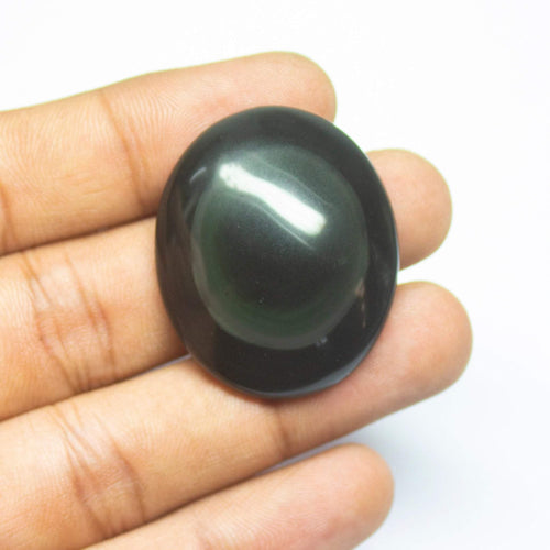 62 carats, 36x30x10mm, Rainbow Obsidian Smooth Plain Oval Cabochon Loose Gemstone - Jalvi & Co.