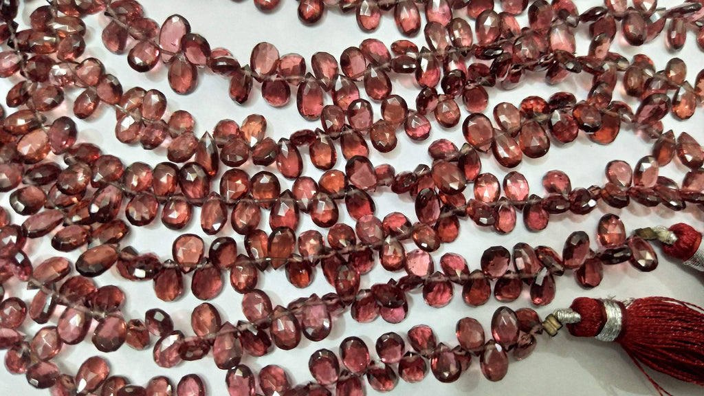 62 Carats, 61 Inch Strand, Natural Mozambique Garnet Best Quality Faceted Pear Briolette's 6-7.5mm - Jalvi & Co.