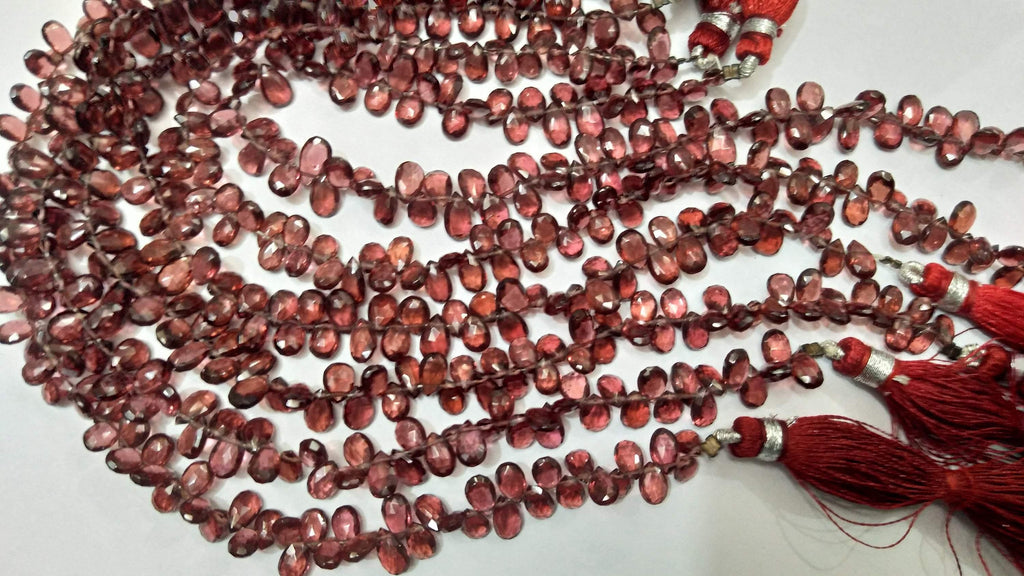 62 Carats, 61 Inch Strand, Natural Mozambique Garnet Best Quality Faceted Pear Briolette's 6-7.5mm - Jalvi & Co.