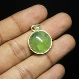 6gm Prehnite Plain Round Cabochon 925 Sterling Silver Bezel Pendant