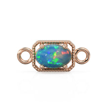 Load image into Gallery viewer, 6mm 14k Yellow Solid Gold Welo Ethiopian Opal Oval Connector Milgrain Bezel Jewelry Finding - Jalvi &amp; Co.