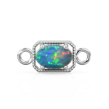 Load image into Gallery viewer, 6mm 14k Yellow Solid Gold Welo Ethiopian Opal Oval Connector Milgrain Bezel Jewelry Finding - Jalvi &amp; Co.