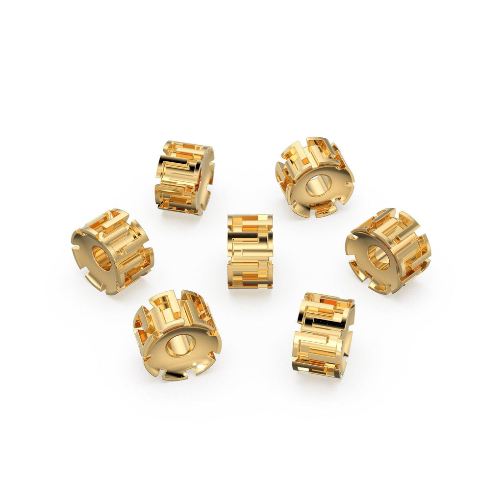 Round Designer Solid Gold 14k 18k Sold Gold Handmade Gold Spacer Bead 2024 Jewelry Making Supply 6mm