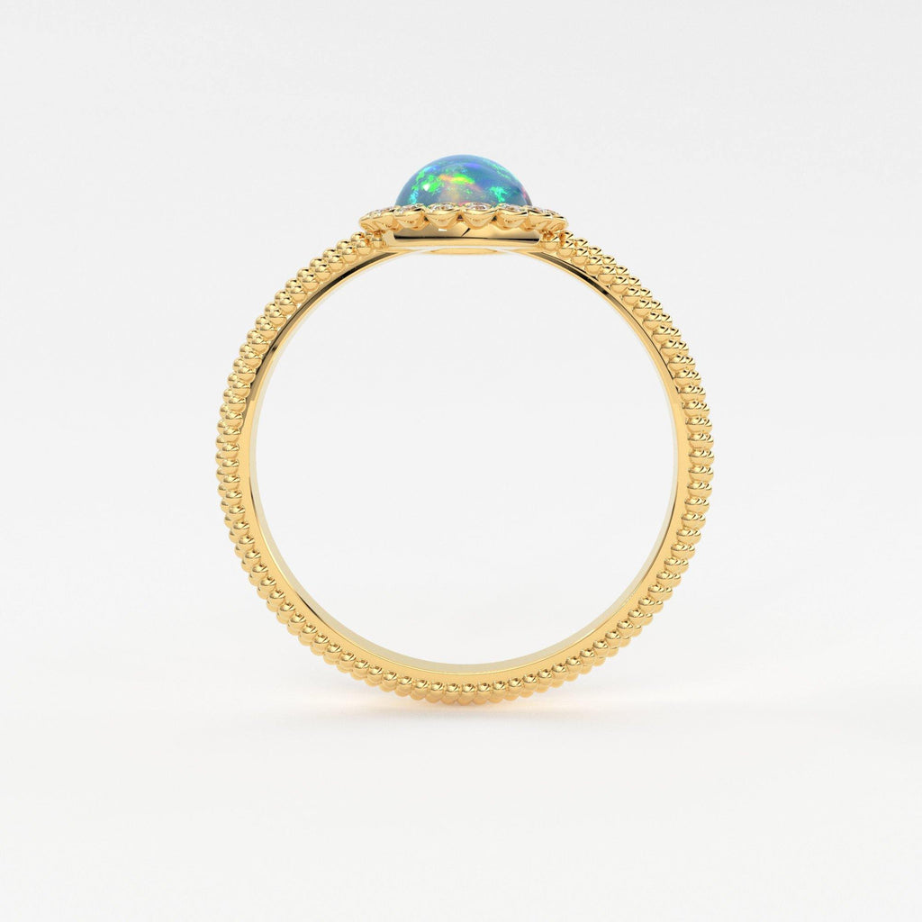 6MM Ethiopian Fire Opal Engagement Ring in 18k Gold / Opal Diamond Ring Available in Gold Rose Gold White Gold/ Gemstone Ring/ Cocktail Ring - Jalvi & Co.