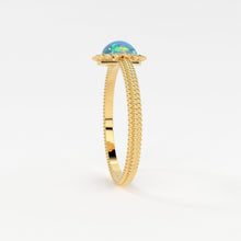 Load image into Gallery viewer, 6MM Ethiopian Fire Opal Engagement Ring in 18k Gold / Opal Diamond Ring Available in Gold Rose Gold White Gold/ Gemstone Ring/ Cocktail Ring - Jalvi &amp; Co.