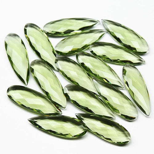 6pc, 20mm, Green Amethyst Quartz Faceted Pear Drop Briolette Loose Beads, Quartz Briolette, Quartz Beads - Jalvi & Co.