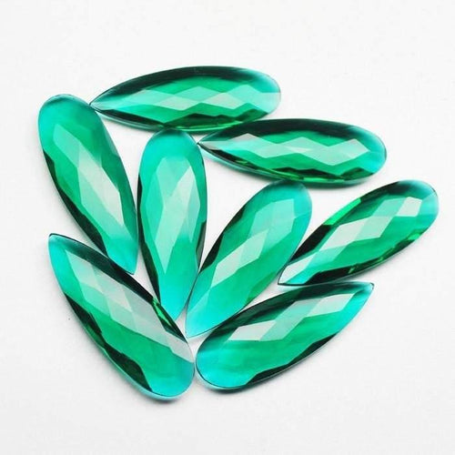 6pc, 20mm, Green Emerald Quartz Pear Long Drops Briolette Matching Pair - Jalvi & Co.