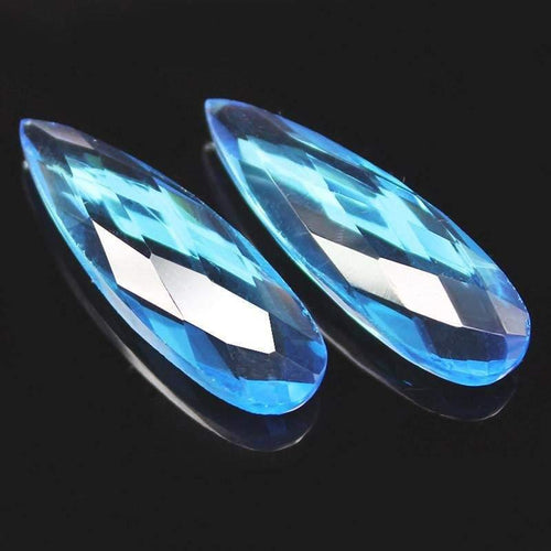 6pc, 20mm, Swiss Blue Topaz Quartz Faceted Pear Drops Briolette Beads - Jalvi & Co.
