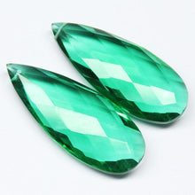 Load image into Gallery viewer, 6pc, 35mm, Beautiful Emerald Green Quartz Faceted Pear Drop Briolette Loose Beads - Jalvi &amp; Co.