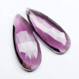 6pc, 35mm, Grape Purple Quartz Pear Long Drops Briolette Beads Matching Pair