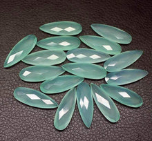 Load image into Gallery viewer, 6pc, 35mm, Natural Sea-foam Green Chalcedony Faceted Pear Drop Briolette Loose Gemstone Beads, Chalcedony Briolette, Chalcedony Beads - Jalvi &amp; Co.