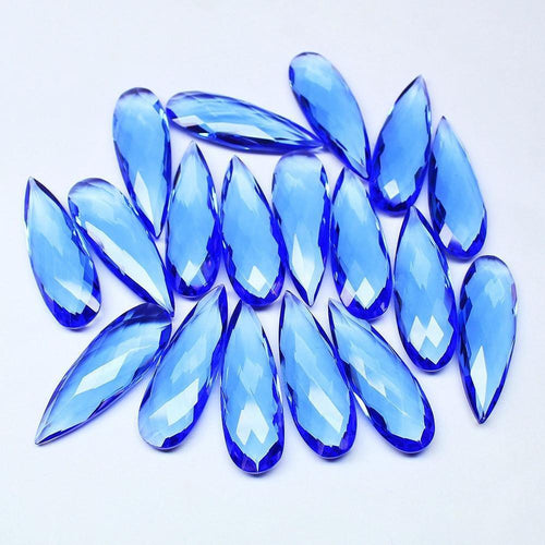 6pc, 35mm, Tanzanite Quartz Faceted Pear Drops Briolette Matching Pair - Jalvi & Co.