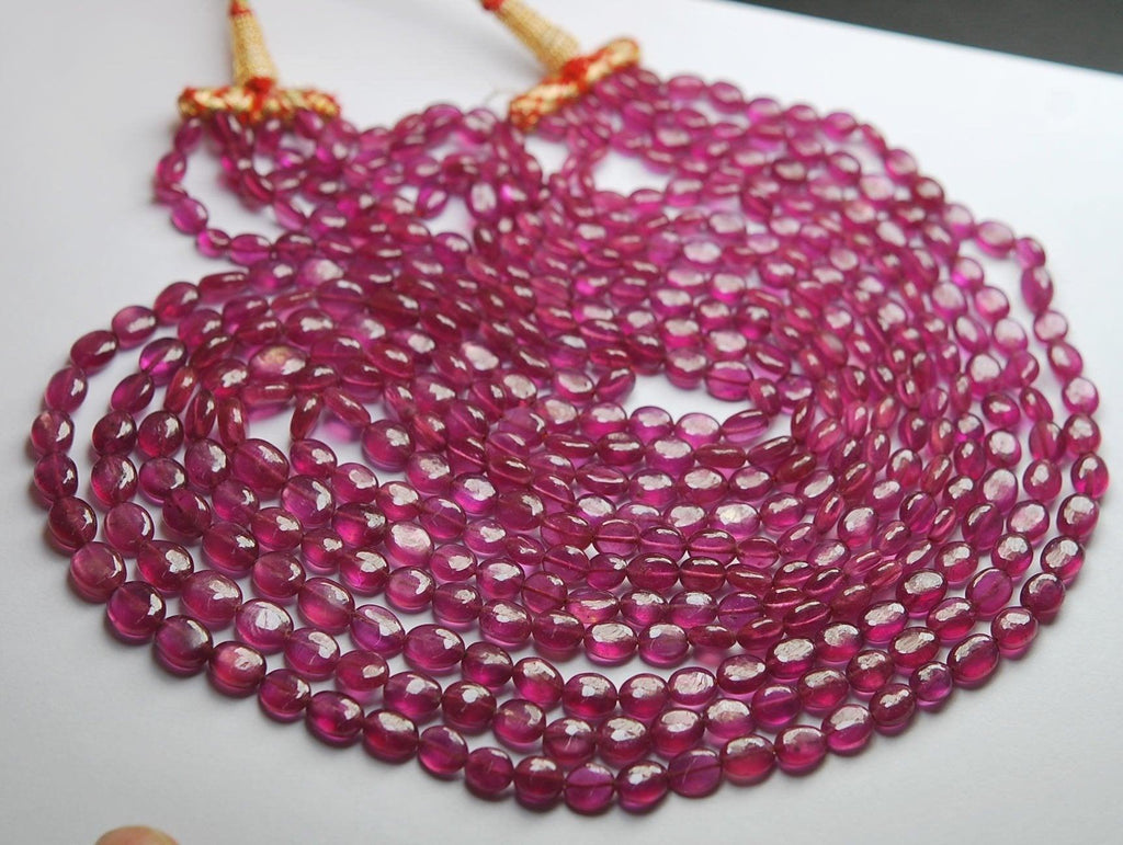 6X20 Inches Strands, Natural Pink Sapphire Smooth Oval Nuggets Shape, 6-9.5mm - Jalvi & Co.