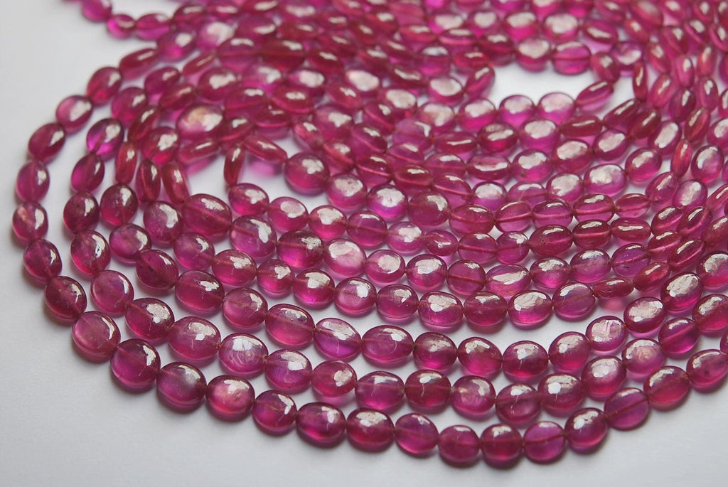 6X20 Inches Strands, Natural Pink Sapphire Smooth Oval Nuggets Shape, 6-9.5mm - Jalvi & Co.