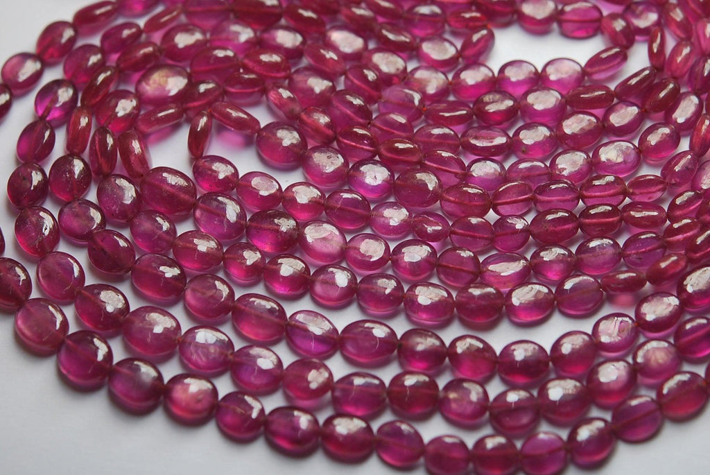 6X20 Inches Strands, Natural Pink Sapphire Smooth Oval Nuggets Shape, 6-9.5mm - Jalvi & Co.