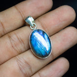 7.10gm Labradorite Oval Shape 925 Sterling Silver Bezel Pendant