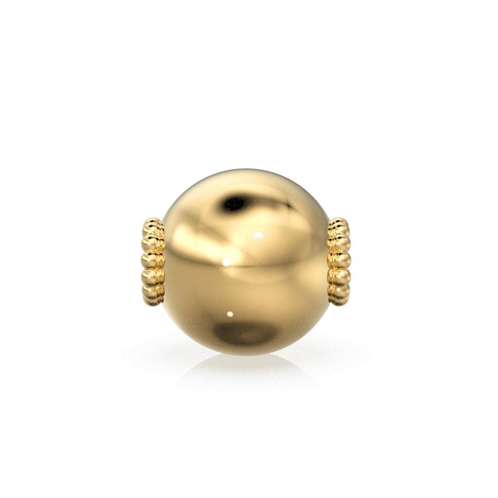 7.3mm 18k Solid Yellow Gold Fancy Daisy Granulation Sphere Spacer Finding Bead (1) - Jalvi & Co.