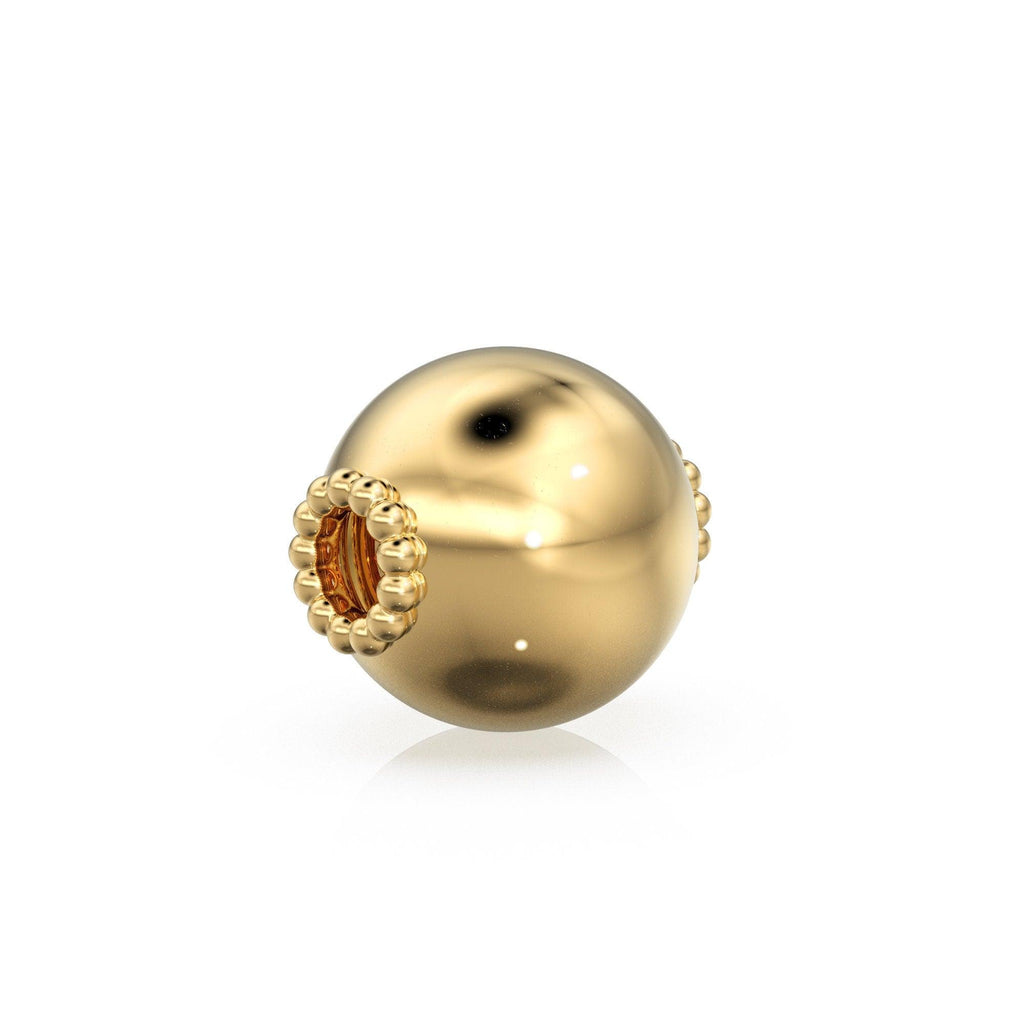 7.3mm 18k Solid Yellow Gold Fancy Daisy Granulation Sphere Spacer Finding Bead (1) - Jalvi & Co.